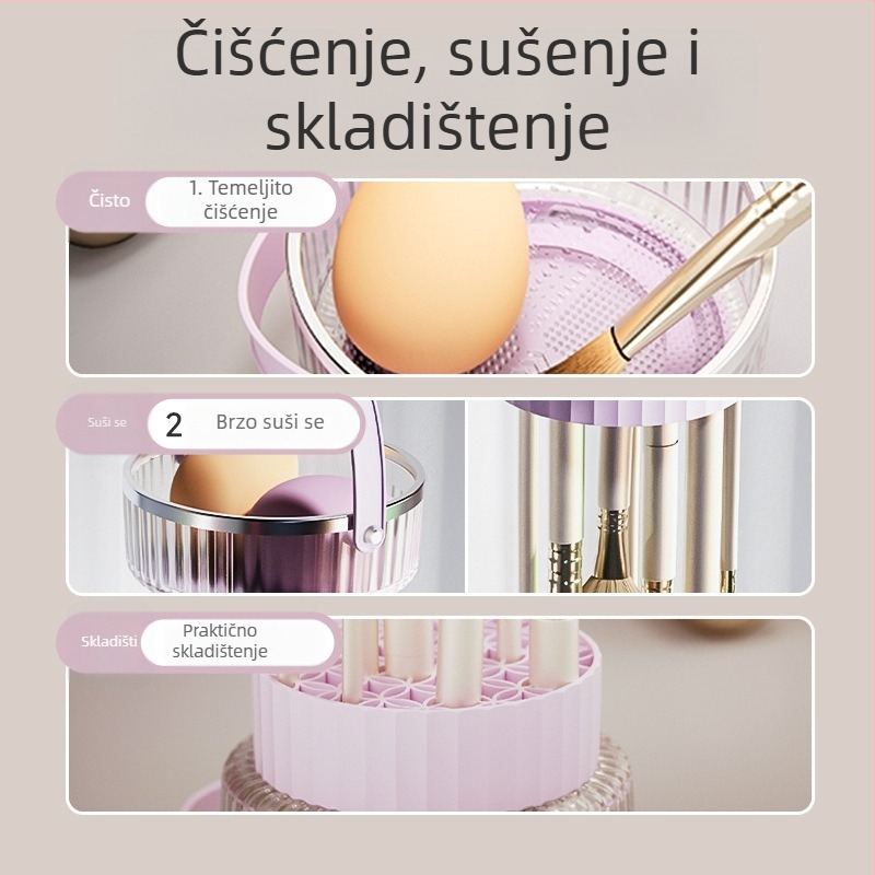 Silikonska kutija za čišćenje četkica za šminku i set za čišćenje Beauty Egg sa spremnikom za pohranu i stalak za sušenje