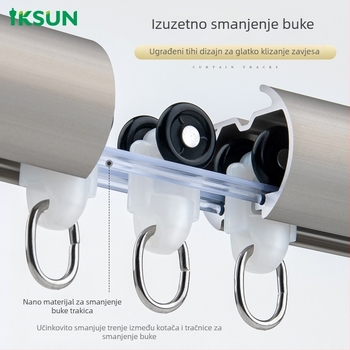 WR491 Donji klizni sustav za zavjese – aluminijska legura, tračnica i šipka za zavjese, Yi Kaixuan IKSUN, moderan minimalistički stil