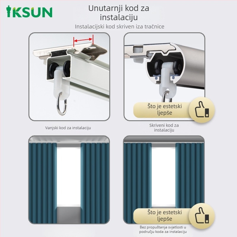 WR491 Donji klizni sustav za zavjese – aluminijska legura, tračnica i šipka za zavjese, Yi Kaixuan IKSUN, moderan minimalistički stil