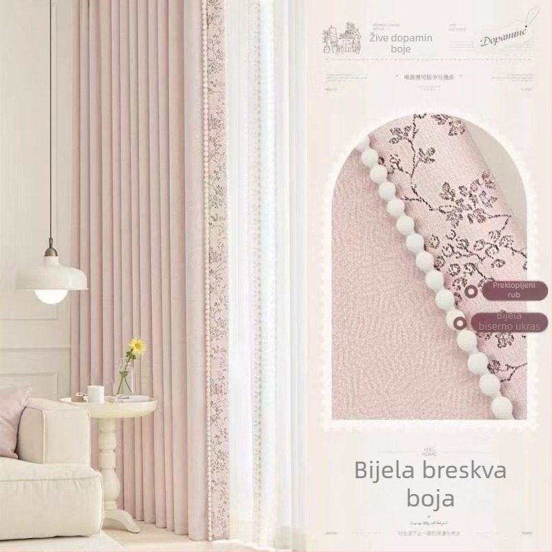 Dvostrane chenille zavjese za dnevni boravak, spavaću sobu i balkon — francuski inspiriran minimalistički luksuz, žakardni uzorak, potpuno zatamnjenje, model 2025