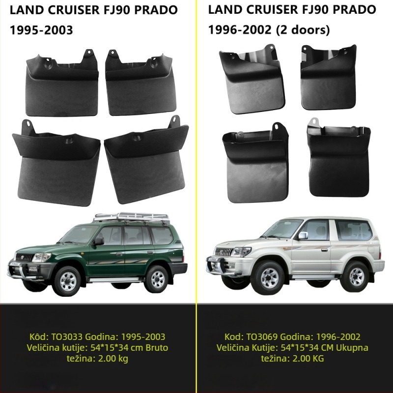 Herdsman Blatnik za Toyota Land Cruiser Prado FJ120/FJ90/LC90 (1995-2022), PP+TPE ekološki plastični materijal, mogućnost prilagodbe