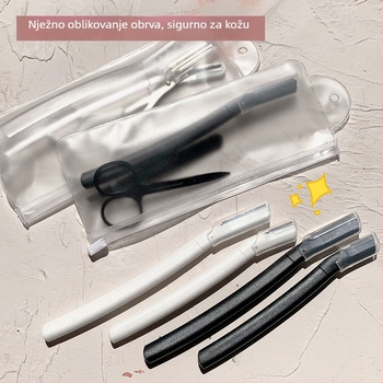 Petkomponentni set za oblikovanje obrva od nehrđajućeg čelika za početnike – alat za oblikovanje obrva, nož za obrve, škarice i pincete (model X746/747)