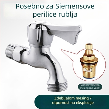 OUTUR slavina za perilicu rublja, bakrena, navoj, otvaranje ključem, keramički ventil, jednodijelna konstrukcija