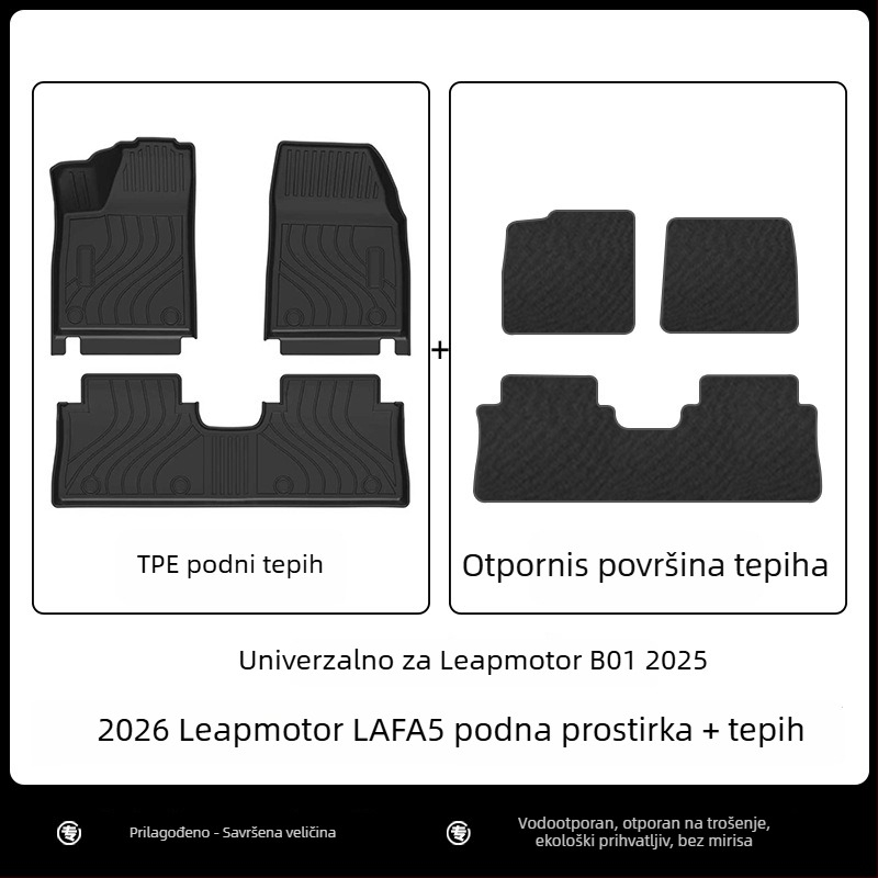 Cenfun TPE automobilski tepisi za pod i jastučić naslona – vodootporni, otporni na habanje, s uzorkom karbonskih vlakana i uzorom galaxije, ekološki materijal, prilagodljivo za Leapmotor Lafa5