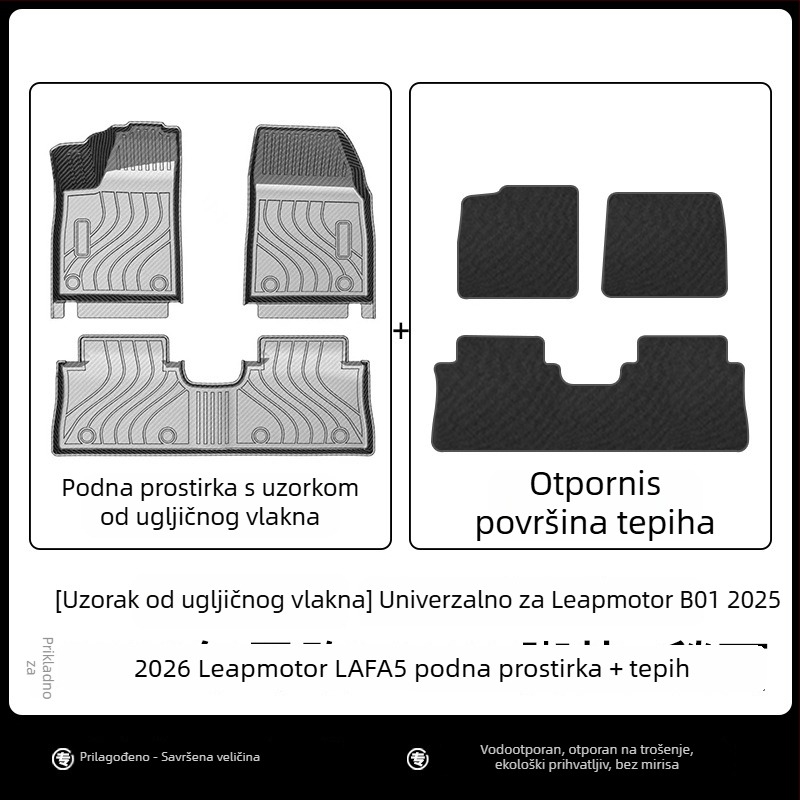 Cenfun TPE automobilski tepisi za pod i jastučić naslona – vodootporni, otporni na habanje, s uzorkom karbonskih vlakana i uzorom galaxije, ekološki materijal, prilagodljivo za Leapmotor Lafa5