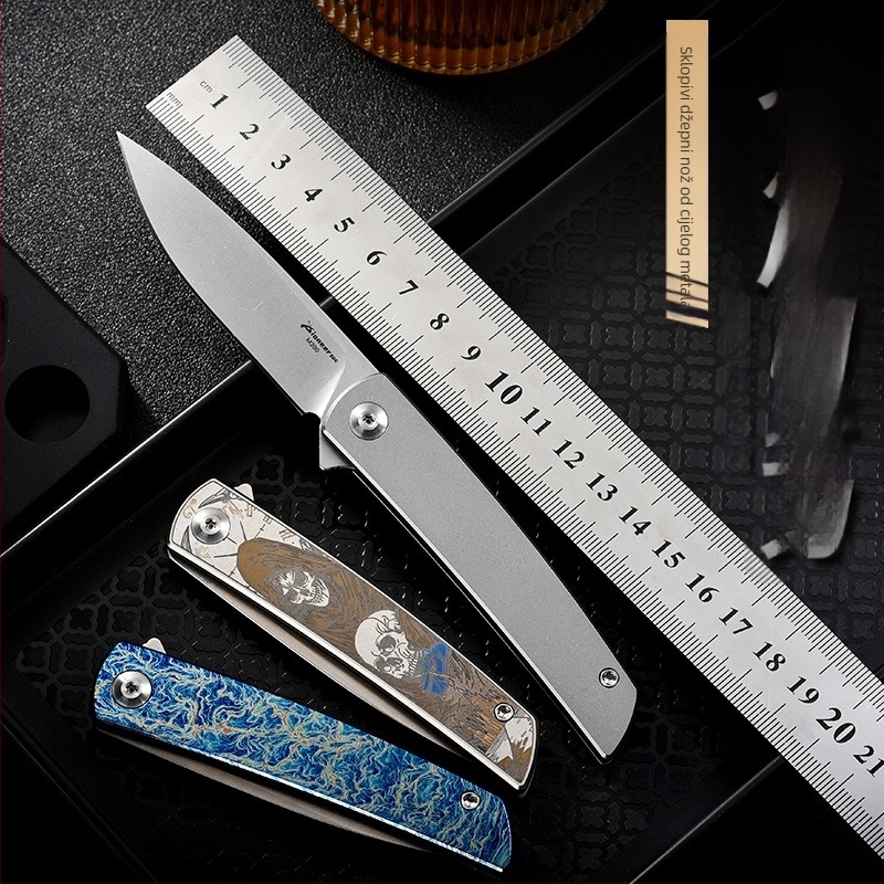 Sklopivi nož M390 titanijem, oštrica 7,4 cm, PioneerEDC, prenosni outdoor nož