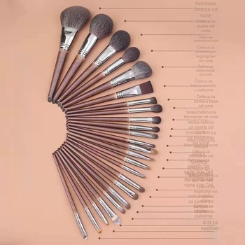 24-djelni set četkica za šminkanje od ovčje vune, prirodne dlake