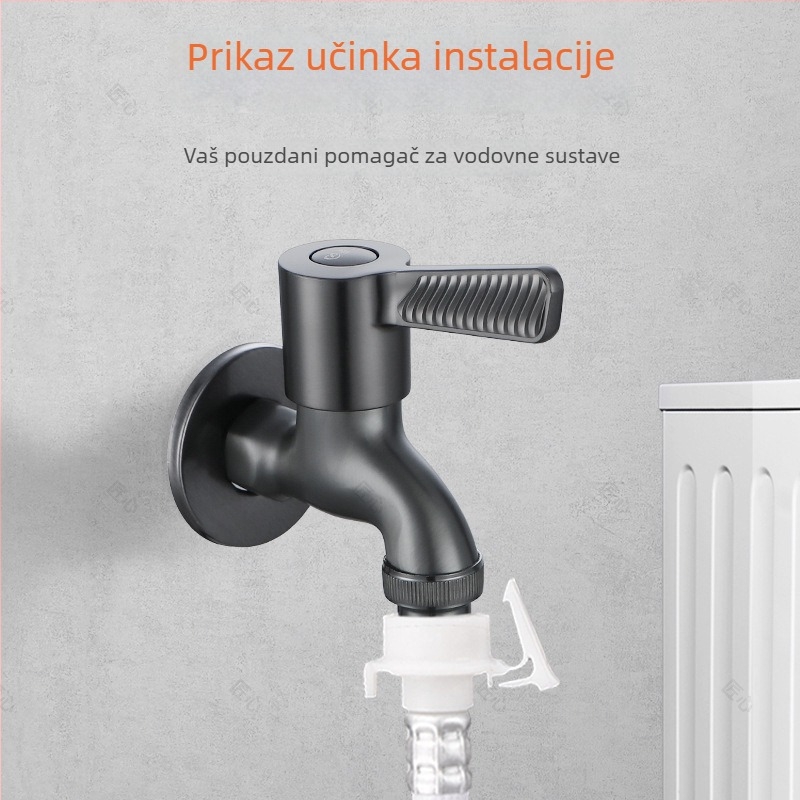 Unutarnje ugradbeni bakreni ventil za perilicu rublja, model JXDF9117, ugradnja u zid, cjelokupno bakreno tijelo ventila, nominalni tlak 2.0 MPa, radna temperatura 100°C, otvaranje ključem