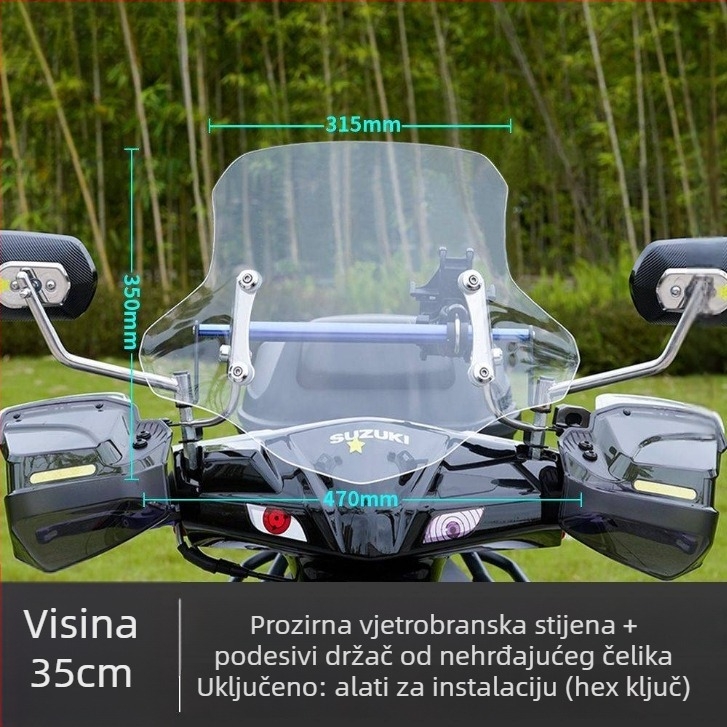 Prednja ploča za podizanje prednjeg vjetrobrana za Afr Suzuki Uy električni skuter – deblje prednje staklo, dodatak za modifikaciju