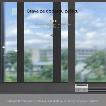 Zatvara prozora tipa F s dvostrukim rupom, dvopunktni mehanizam, mangan čelik, prilagodljiv, zaštita djece za klizne prozore