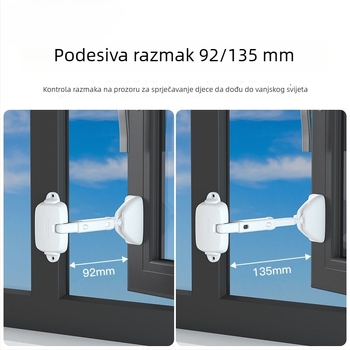 Sigurnosna brava za prozore za klizne prozore – ograničivač klizanja, otporan na vjetar, blokada otvaranja, zaštita djece