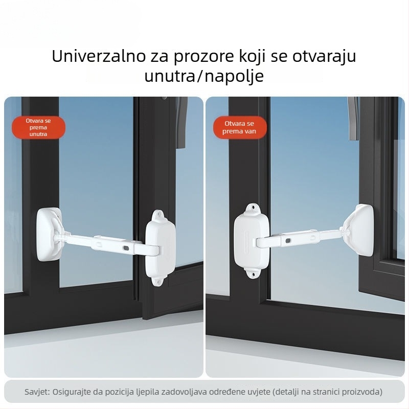 Sigurnosna brava za prozore za klizne prozore – ograničivač klizanja, otporan na vjetar, blokada otvaranja, zaštita djece