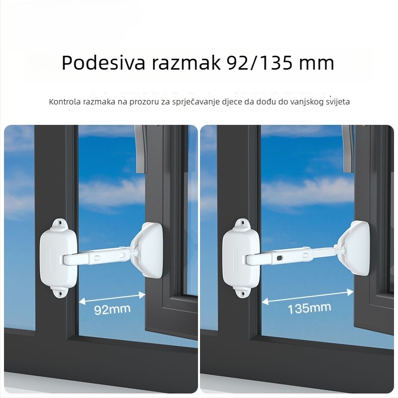 Sigurnosna brava za prozore za klizne prozore – ograničivač klizanja, otporan na vjetar, blokada otvaranja, zaštita djece