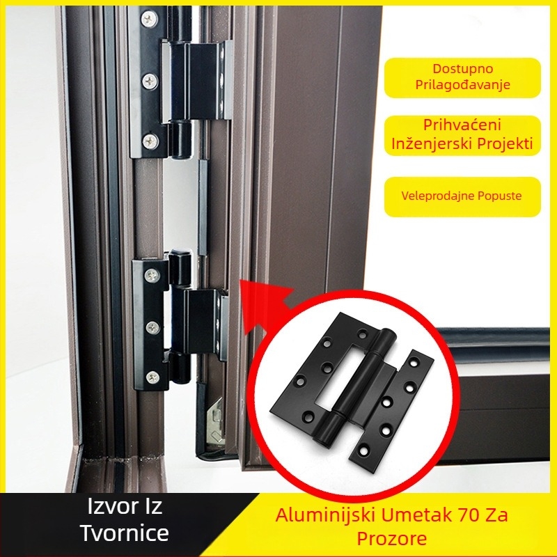 Šarke za vrata i prozore od aluminijske legure, model 70, profili 70-serije, površinska obrada prahom, marka Keding