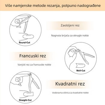 Set alata za njegu noktiju od nehrđajućeg čelika: škare za ravno rezanje, škare u obliku U s plosnim krajem, kliješta za nokte i nož za nokte