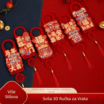 Privjesak za kvaku vrata – flokirani tekstil; kineski stil; proljetni festival; za kvaku vrata; tisak