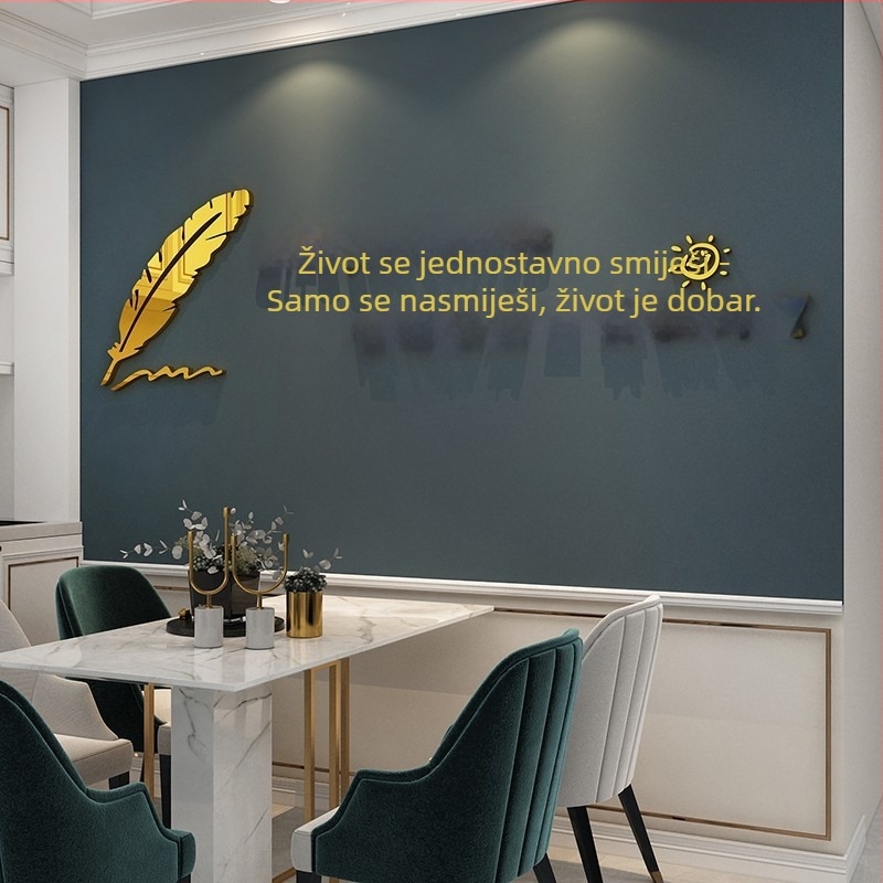 3D zidna naljepnica mural za restoran – geometrijska apstrakcija, vodootporna, materijal: plastika, moderni minimalistički stil