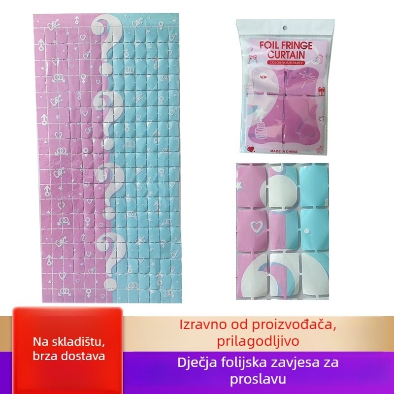 Rain Silk kvadrata zavjesa za dječju tematsku zabavu | plastika | ukrasi za praznike | rekvizita za uređenje prostora | pogodno kao poklon | IP dozvola: Ne