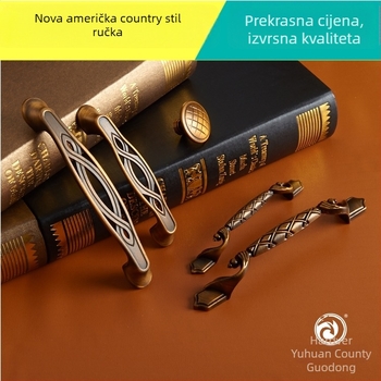 Drška za ormariće i vrata, europskog stila, antikni dizajn; materijal: cinkova legura; površinska obrada: druga; namjena: garderoba/ormar