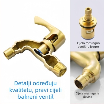 Bakreni ventil za perilicu, zidna ugradnja, jednosna hladna voda, model T045, način otvaranja: ključni tip, nazivni tlak 0.8 MPa