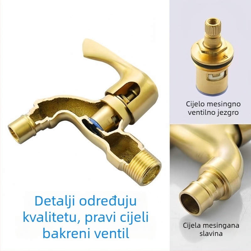 Bakreni ventil za perilicu, zidna ugradnja, jednosna hladna voda, model T045, način otvaranja: ključni tip, nazivni tlak 0.8 MPa