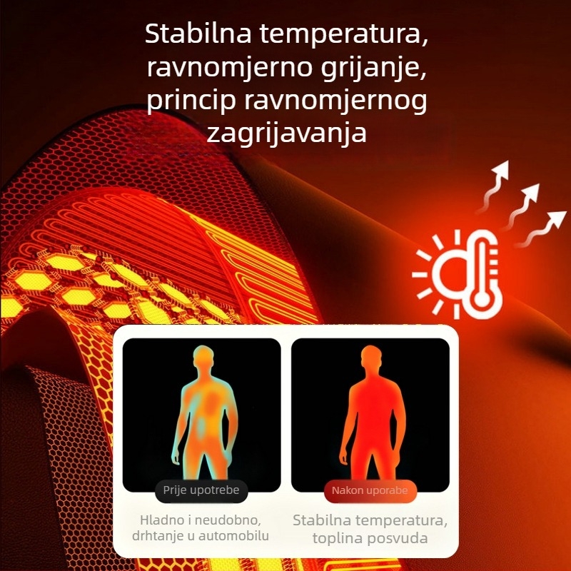 Grafen grijani jastuk za auto, 12V, plišani površinski sloj, punjenje od sintetičkih vlakana