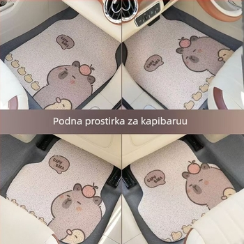 Auto podne prostirke PVC, motiv crtani medvjed, rub s žičanom petljom, prilagodljive, čišćenje usisavačem