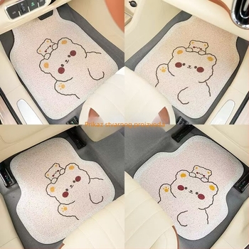 Auto podne prostirke PVC, motiv crtani medvjed, rub s žičanom petljom, prilagodljive, čišćenje usisavačem
