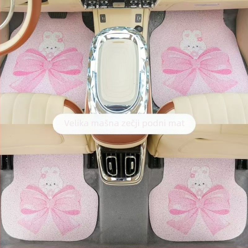 Auto podne prostirke PVC, motiv crtani medvjed, rub s žičanom petljom, prilagodljive, čišćenje usisavačem