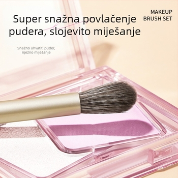 Gecomo 7-dijelni set četkica za šminku očiju s drvenim ručkama — uključuje četkicu za eyeliner, za sjenilo, za ruž, za konturu nosa i za highlighter, u kutiji