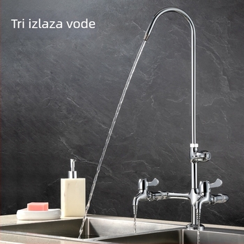 Bakrena laboratorijska slavina, trostruki izlaz, miješajući, okomita ugradnja, 0–90°C