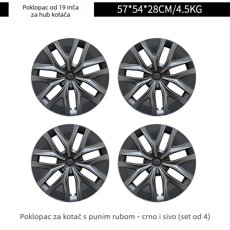 Poklopac kotača Tesla Model Y (2019-2024), zvjezdani dizajn, potpuno pokriće, otporan na ogrebotine, ABS+PC