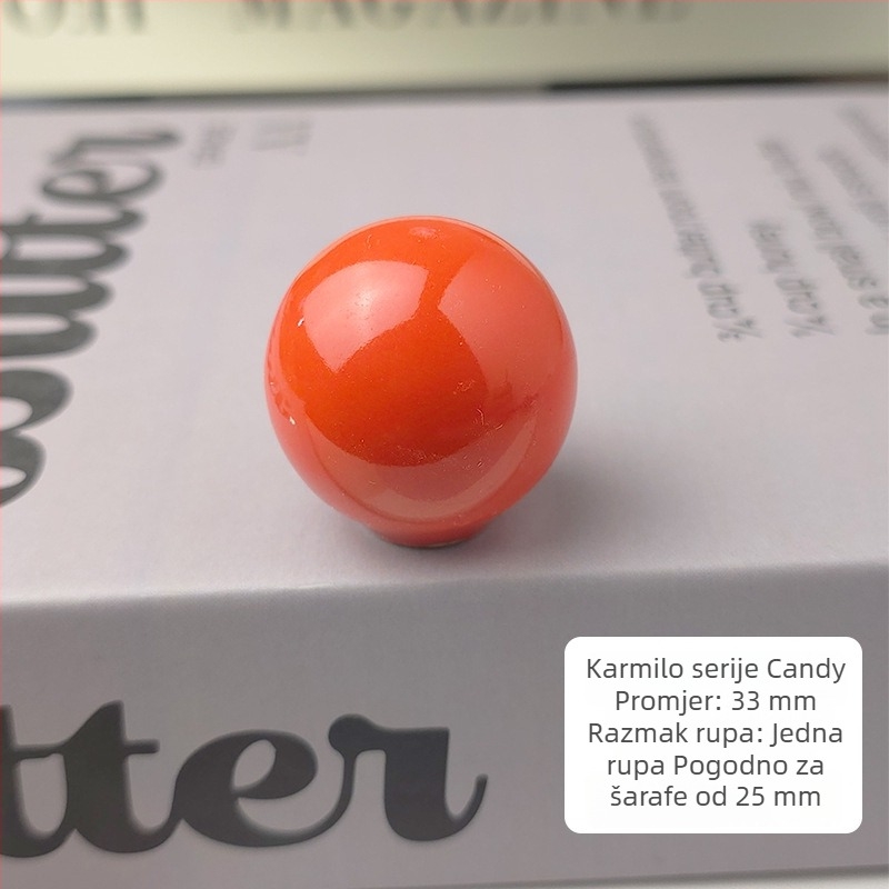 Drška za ormar od keramike - s jednim otvorom, candy boja, sjajan završetak, mogućnost prilagođavanja