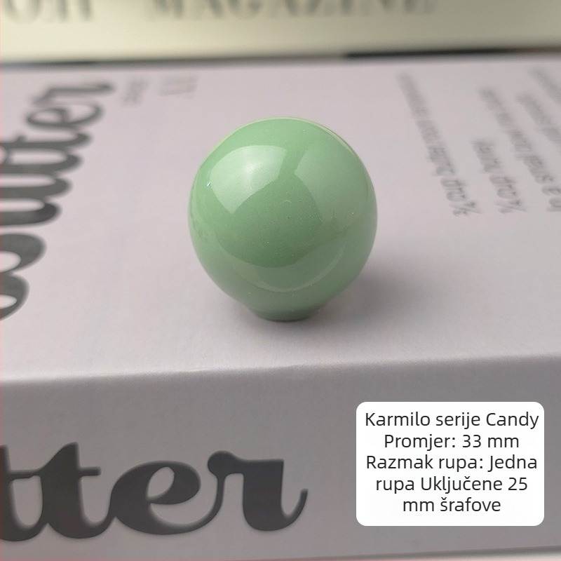 Drška za ormar od keramike - s jednim otvorom, candy boja, sjajan završetak, mogućnost prilagođavanja