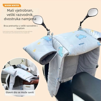 Zaštita od vjetra za električna vozila (Oxford tkanina, vodootporna, višekratna upotreba) — marka Warm shell line; namijenjeno triciklu, motociklu i EV