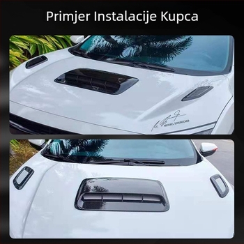 Hua Xuan Auto Parts ABS – Lažni otvor zraka na poklopac motora, dekorativna naljepnica za otvor za ventilaciju, samoljepljiva, prilagodljiva