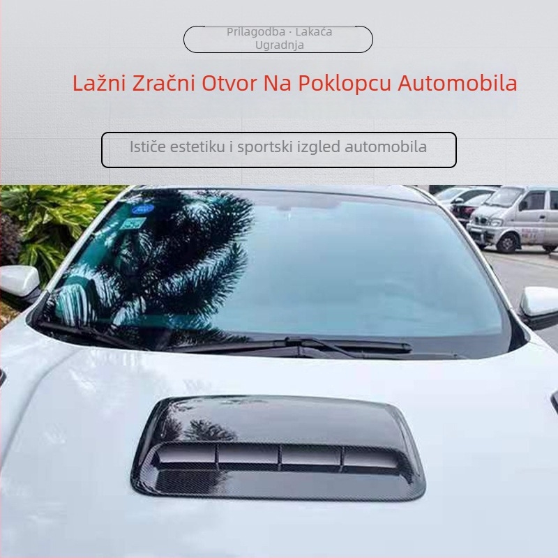 Hua Xuan Auto Parts ABS – Lažni otvor zraka na poklopac motora, dekorativna naljepnica za otvor za ventilaciju, samoljepljiva, prilagodljiva
