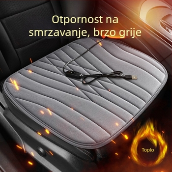 Automobilska USB grijana jastučnica za sjedalo s plišanim površinom, zimska upotreba, punilo od sintetičkih vlakana, univerzalna kompatibilnost