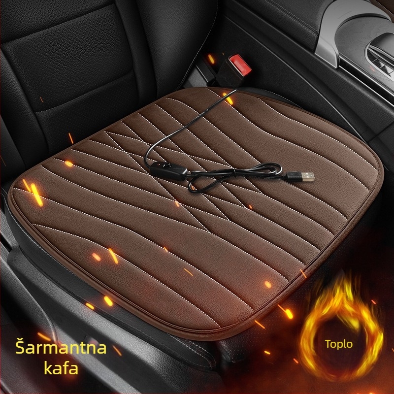 Automobilska USB grijana jastučnica za sjedalo s plišanim površinom, zimska upotreba, punilo od sintetičkih vlakana, univerzalna kompatibilnost