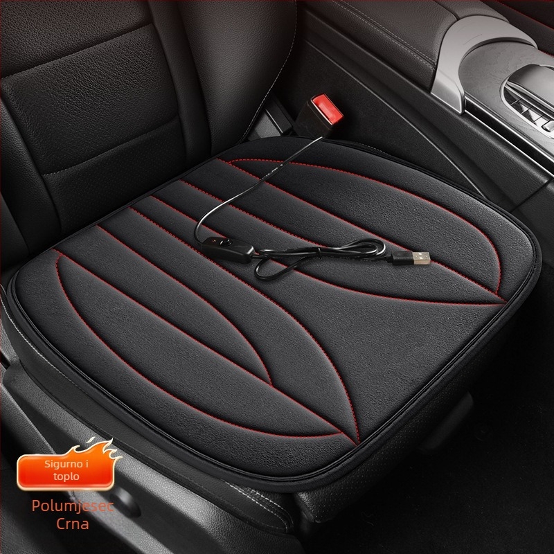 Automobilska USB grijana jastučnica za sjedalo s plišanim površinom, zimska upotreba, punilo od sintetičkih vlakana, univerzalna kompatibilnost