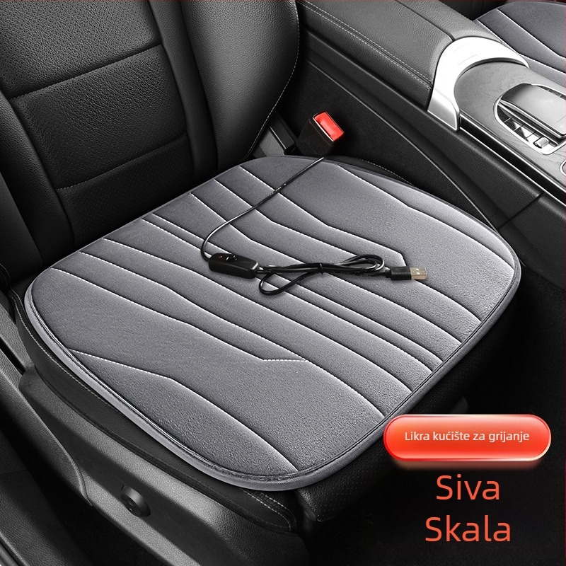 Automobilska USB grijana jastučnica za sjedalo s plišanim površinom, zimska upotreba, punilo od sintetičkih vlakana, univerzalna kompatibilnost