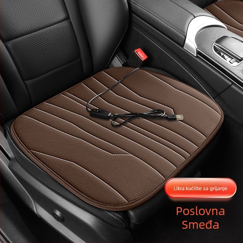 Automobilska USB grijana jastučnica za sjedalo s plišanim površinom, zimska upotreba, punilo od sintetičkih vlakana, univerzalna kompatibilnost