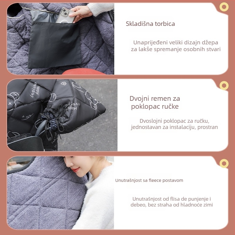 Pokrov za vjetrobran električnog vozila, zimska debela, vodootporna od Oxford tkanine, unisex, za motocikle/električna vozila/baterijsko vozilo