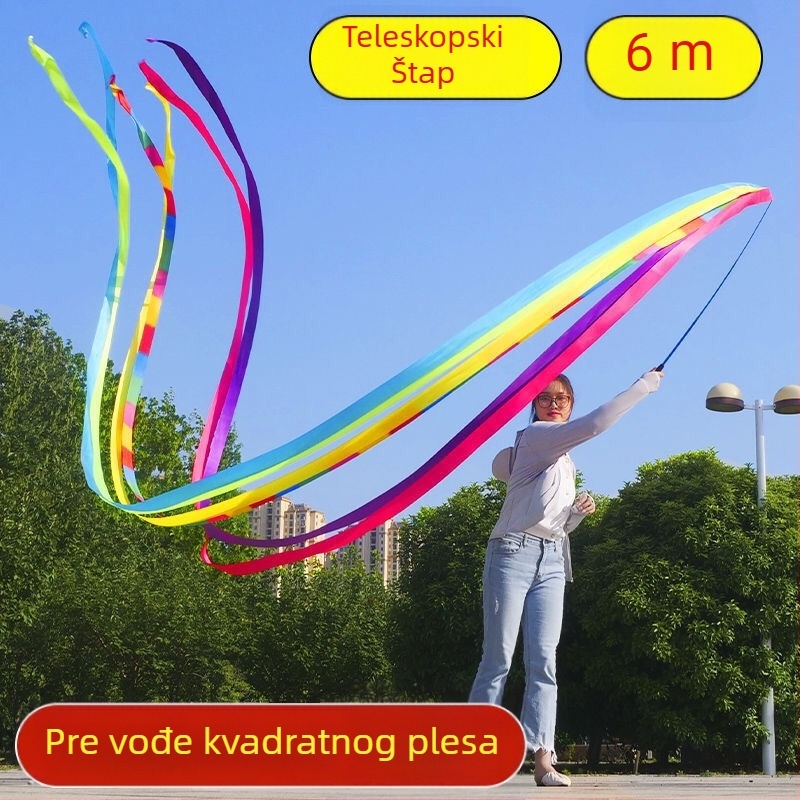 Gimnastička vrpca s teleskopskom šipkom od nehrđajućeg čelika, satenska vrpca, željezni podizni prsten, za vanjsku upotrebu, model 01, podrijetlo Zhejiang