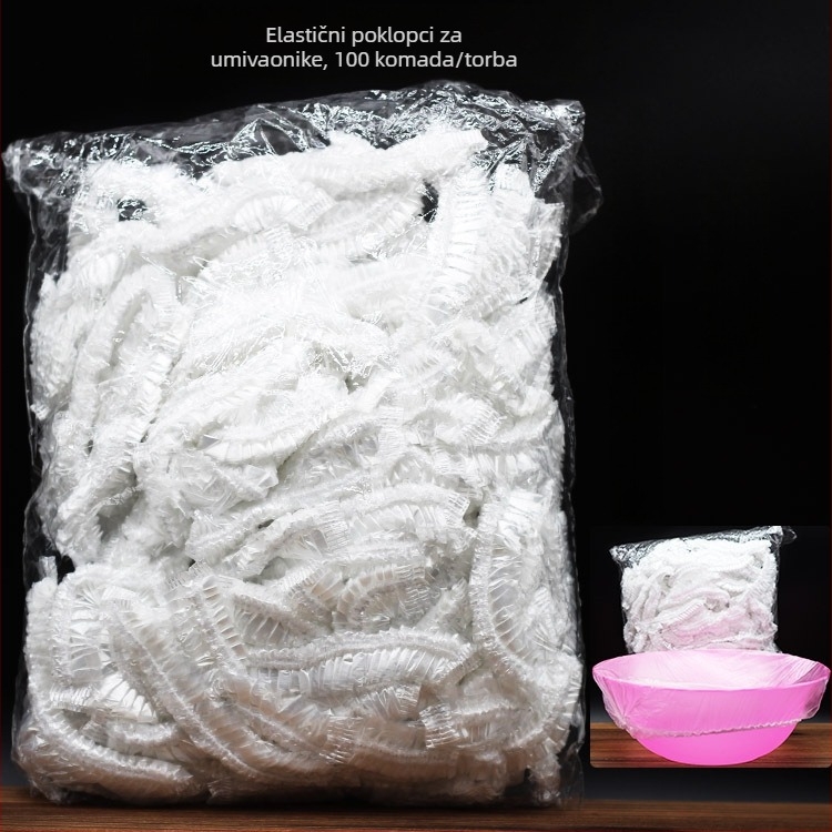 Torbe za pokrivanje umivaona u kozmetičkom salonu, elastične, jednokratne, debeli PE, 400 komada u pakiranju, brend caffiny