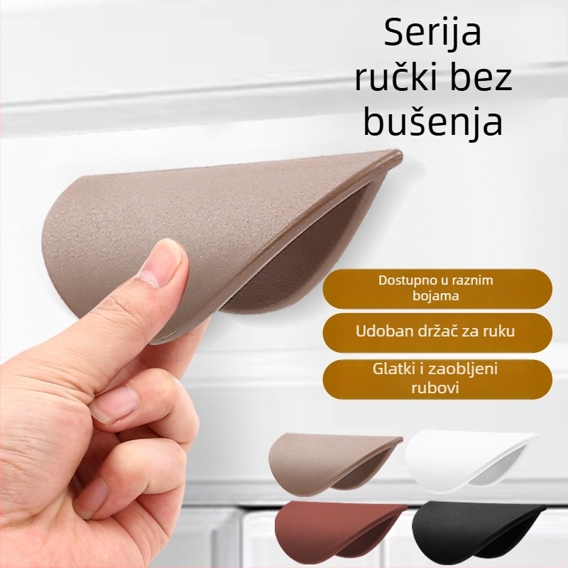 Plastična ručka za staklena klizna vrata za ormariće, bez bušenja, samoljepljiva; materijal: plastika; površina: jednodimenzionalni oblik