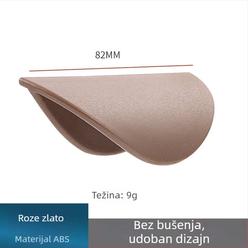 Plastična ručka za staklena klizna vrata za ormariće, bez bušenja, samoljepljiva; materijal: plastika; površina: jednodimenzionalni oblik