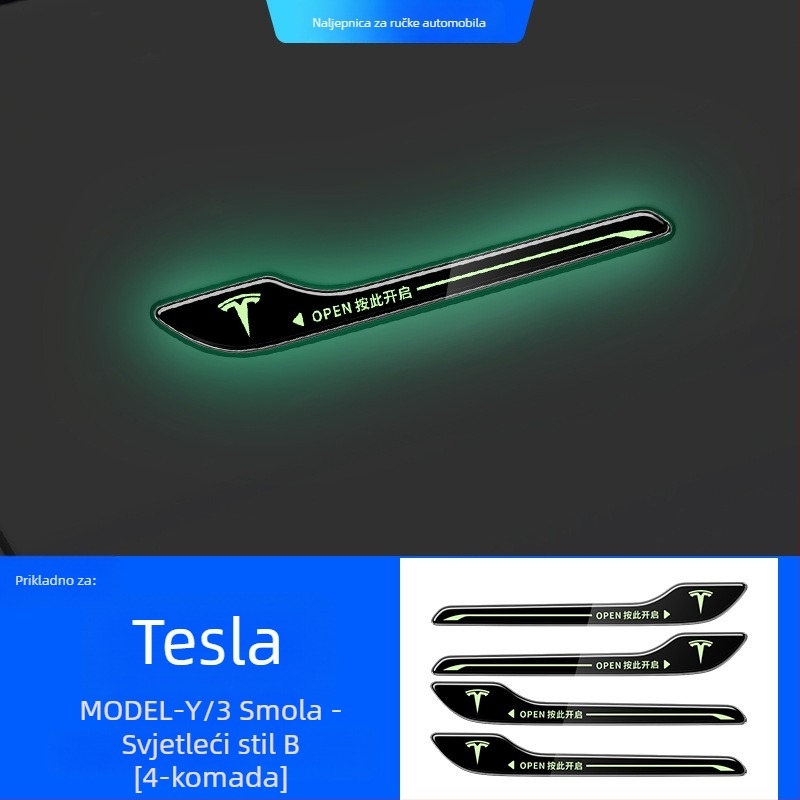 Karbonska zaštitna naljepnica za ručku vrata Tesla Model 3/Y – ljepilo, ugradnja ljepilom, Xiong Shen