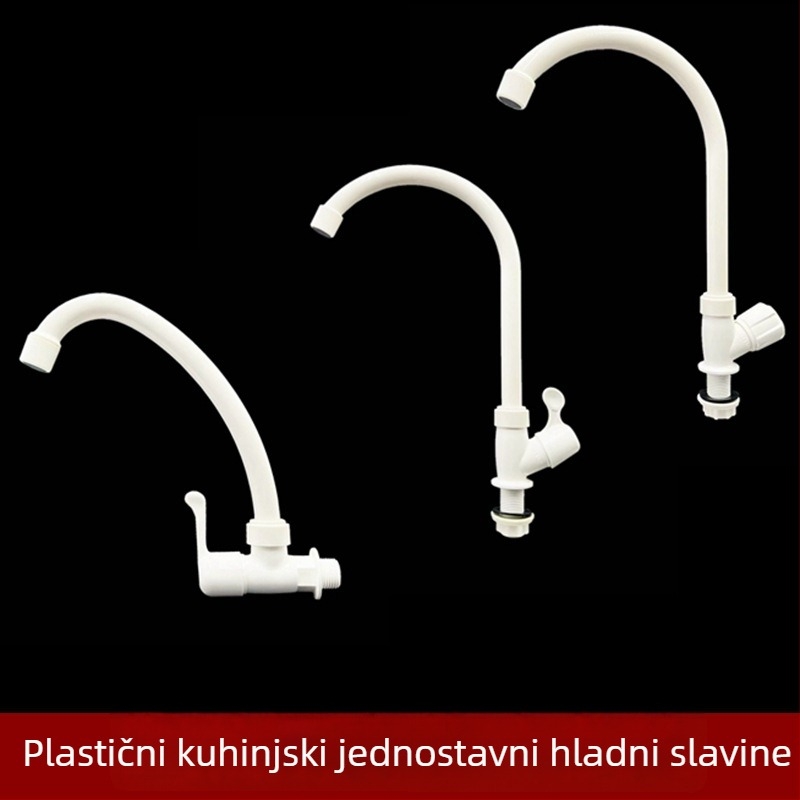 Liansu Kuhinjski faucet W23103/W23104/W23105 – Plastika, keramički kartridžni ventil, navojni priključak, otvaranje ključem, 15 mm ulaz/izlaz, 1.0 MPa, 1–45°C
