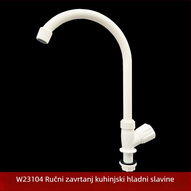 Liansu Kuhinjski faucet W23103/W23104/W23105 – Plastika, keramički kartridžni ventil, navojni priključak, otvaranje ključem, 15 mm ulaz/izlaz, 1.0 MPa, 1–45°C